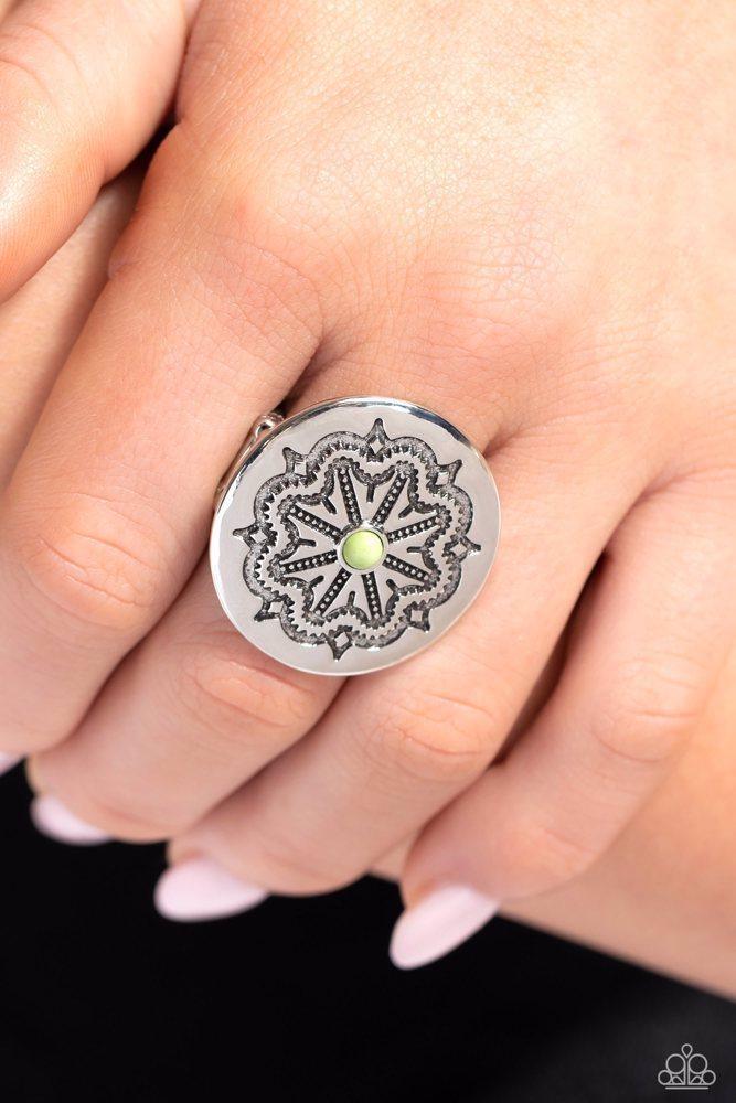 Carved Coachella Green Ring - Paparazzi Accessories