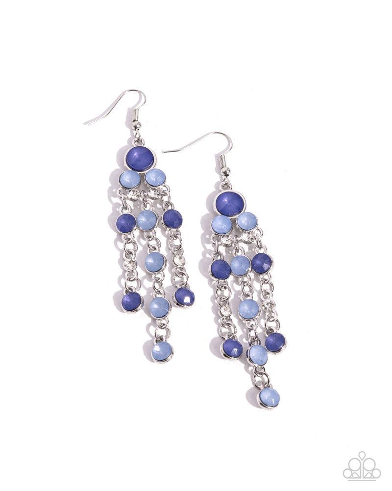 Cascading Clarity Blue Earrings - Paparazzi Accessories