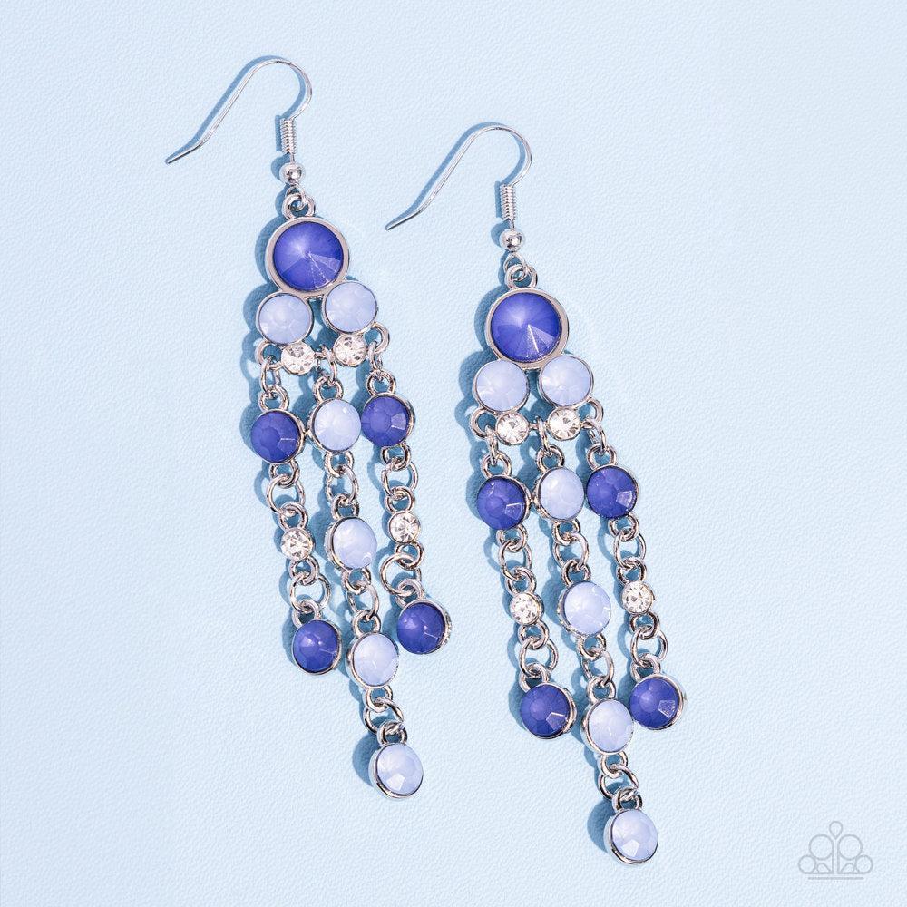 Cascading Clarity Blue Earrings - Paparazzi Accessories