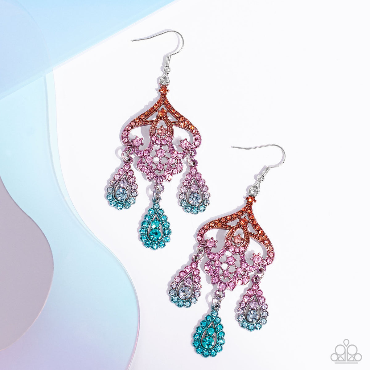 Chandelier Command Multi Ombre Rhinestone Earrings - Paparazzi Accessories