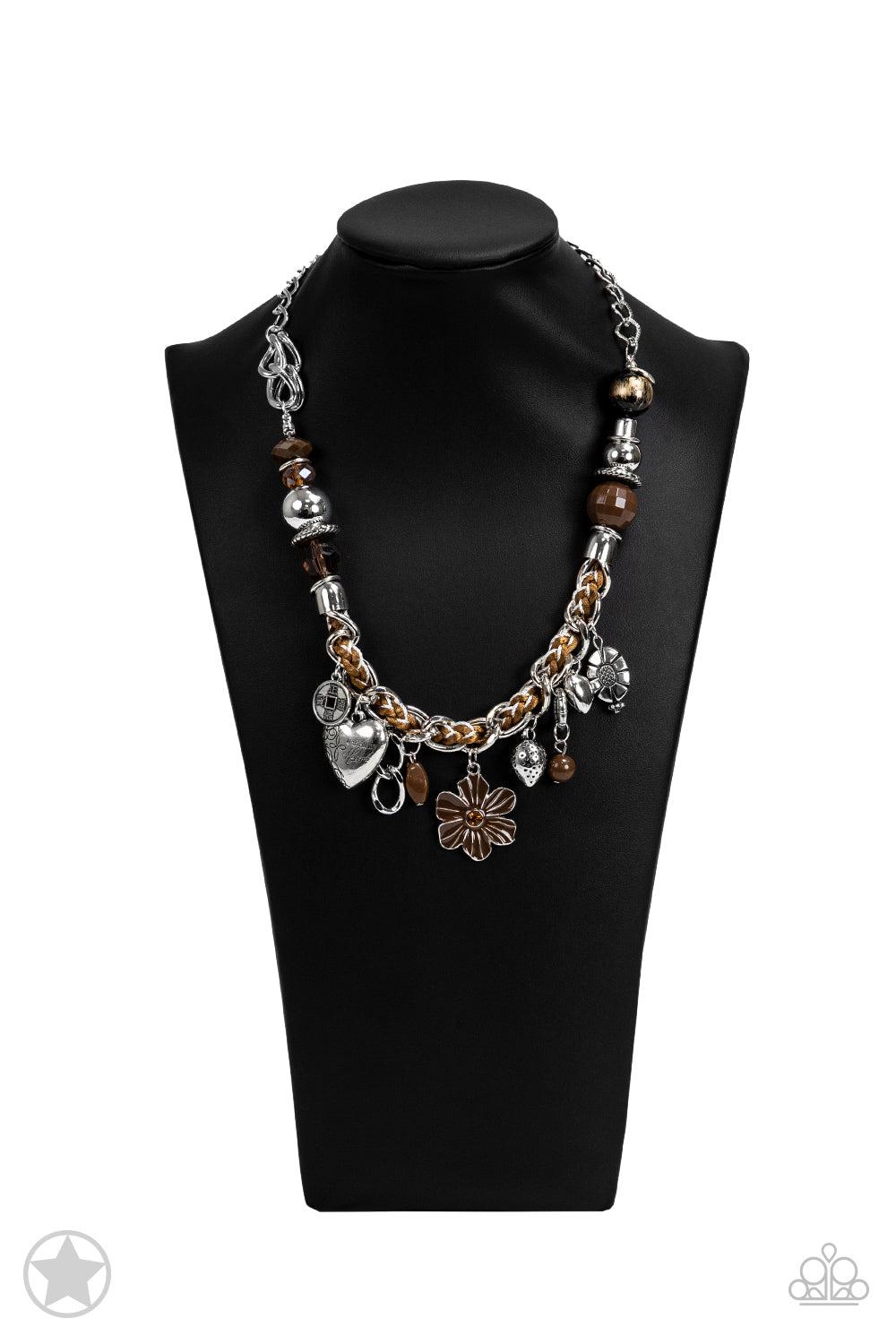 Charmed I Am Sure Brown Necklace - Paparazzi Accessories- stylized -CarasShop.com - Paparazzi Jewelry by Cara Jewels