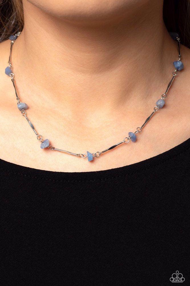 Chiseled Construction Blue Necklace - Paparazzi Accessories