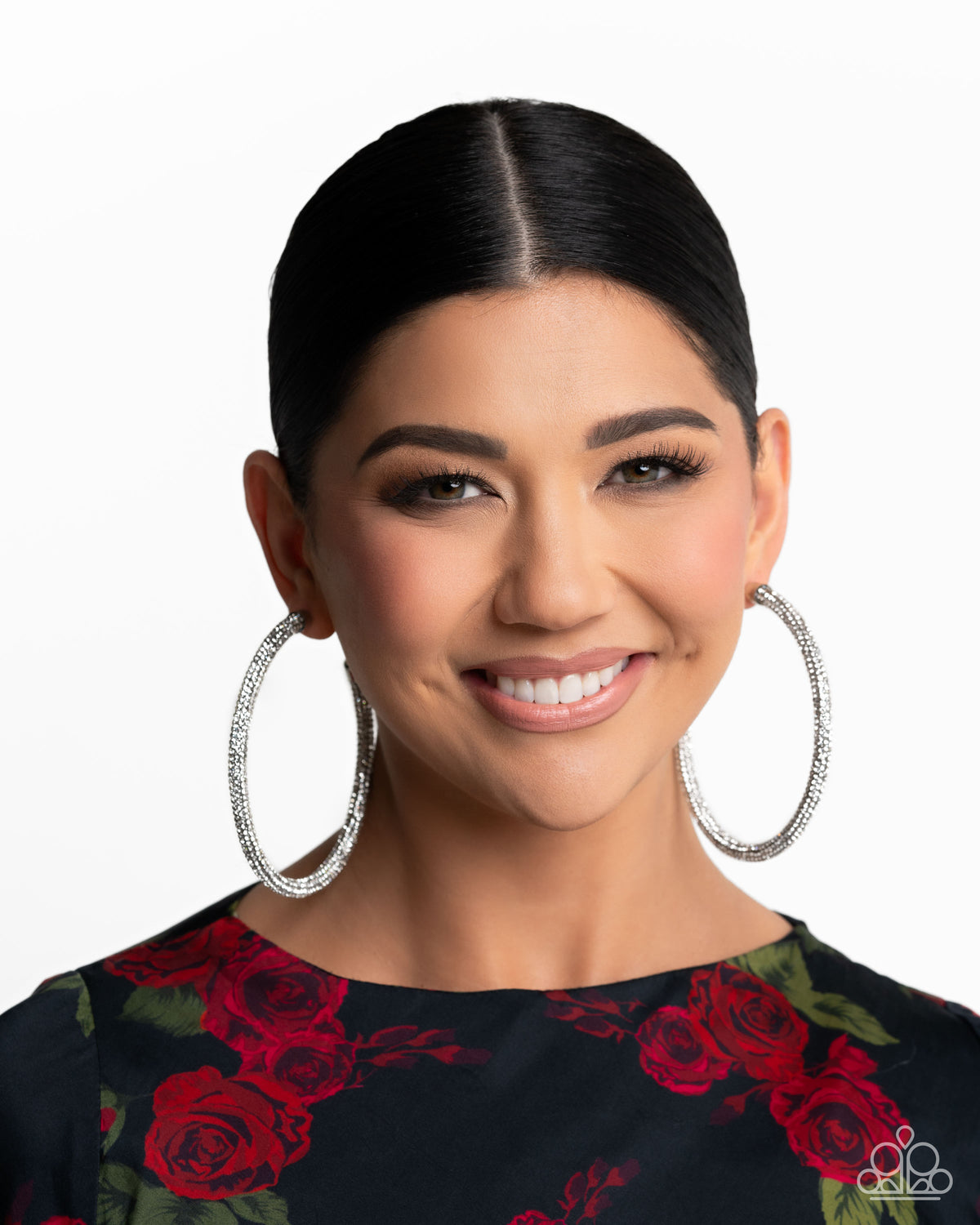 Classy Condition White Rhinestone Hoop Earrings - Paparazzi Accessories