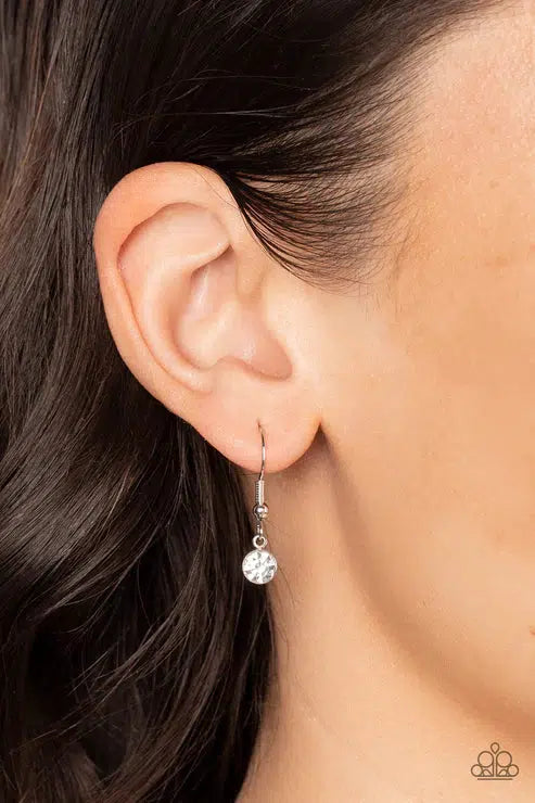 Clique Couture White Rhinestone Necklace - Paparazzi Accessories - free matching earrings -CarasShop.com - Paparazzi Jewelry by Cara Jewels