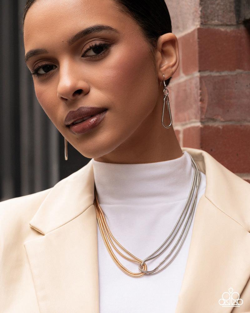 Coiled Cause Multi Gold & Silver Necklace - Paparazzi Accessories
