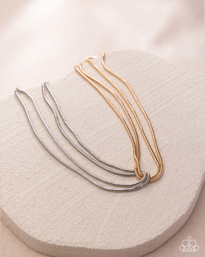 Coiled Cause Multi Gold & Silver Necklace - Paparazzi Accessories