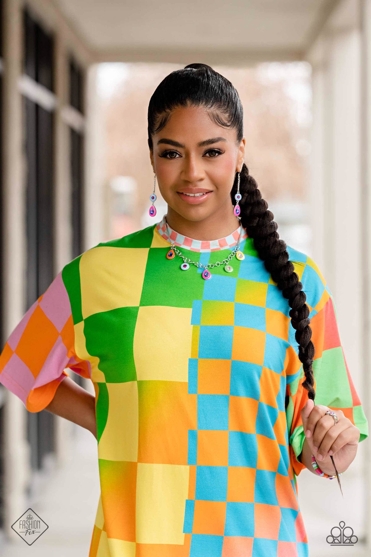 Colorblock Canvas Multi Earrings - Paparazzi Accessories- CarasShop.com - Paparazzi Jewelry by Cara Jewels