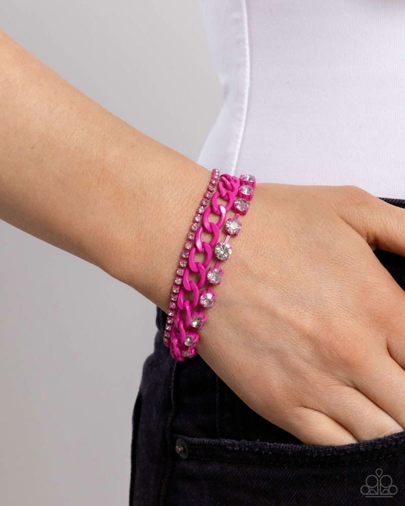 Colorful Canvas Pink Bracelet - Paparazzi Accessories