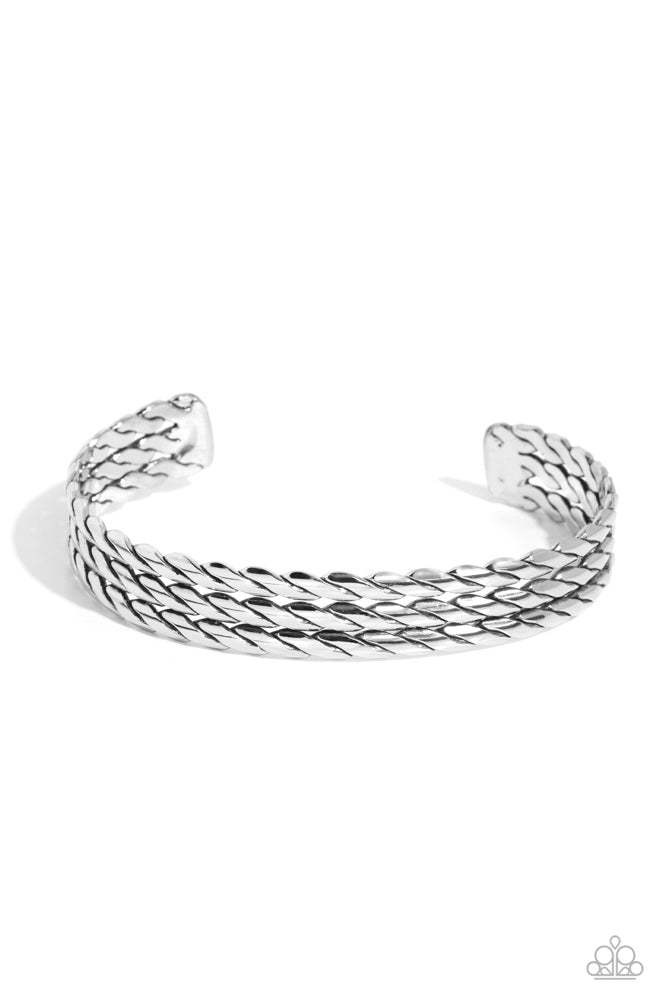 Come to Grips Men's Silver Bracelet - Paparazzi Accessories
