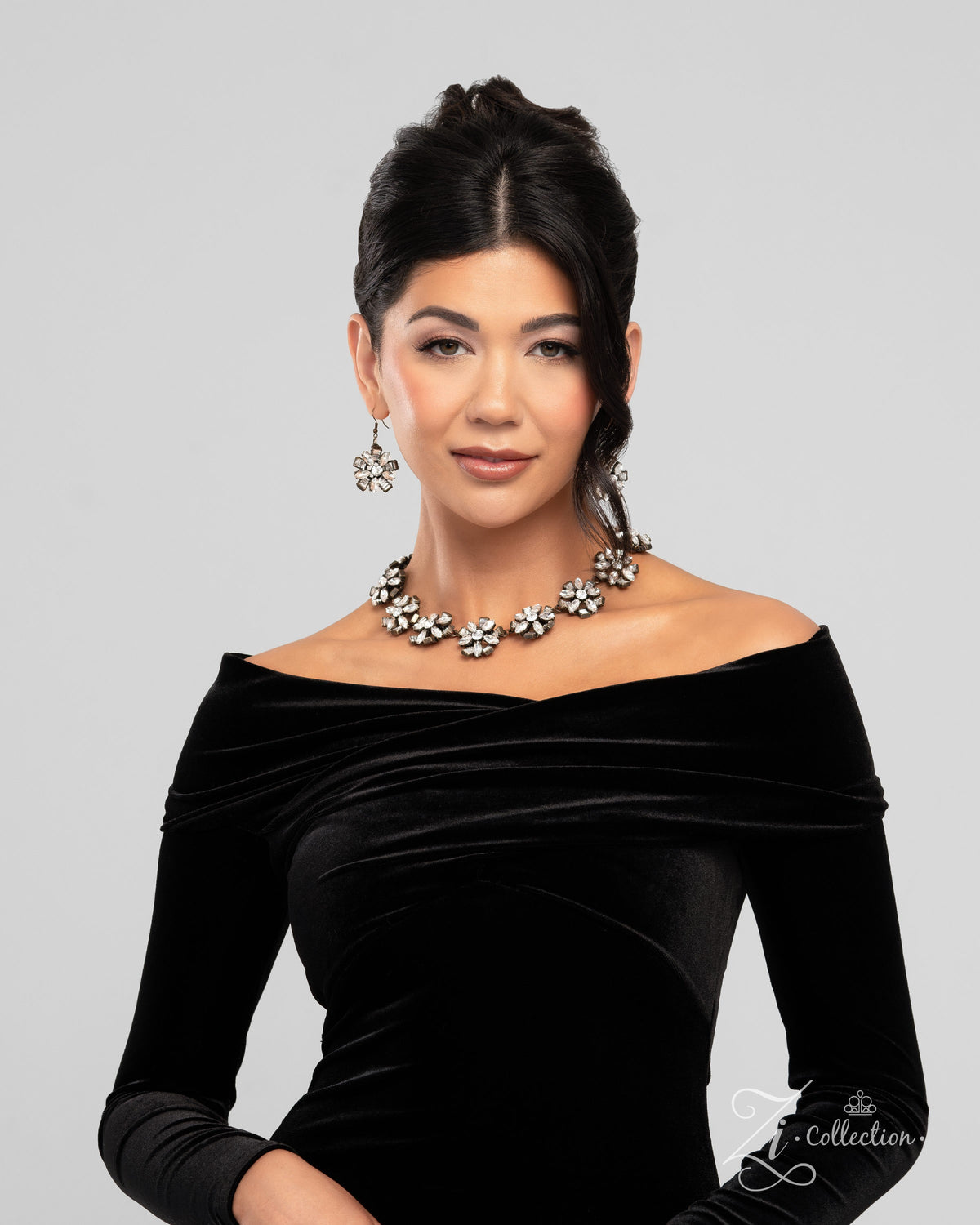 Compelling 2024 Zi Collection Necklace - Paparazzi Accessories stylized on model wearing black - CarasShop.com - Paparazzi Jewelry by Cara Jewels