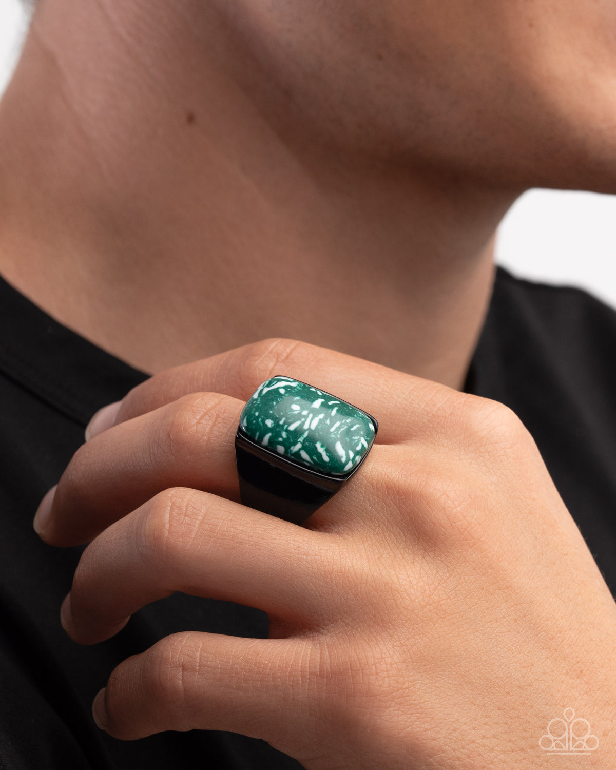 Crowd Pleasing Color Men's Green Stone Ring - Paparazzi Accessories