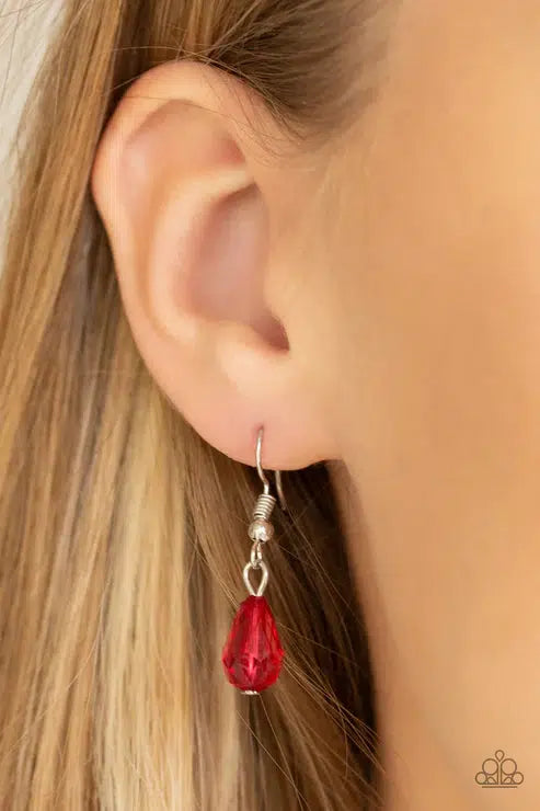 Crystallized Couture Red Necklace - Paparazzi Accessories - free matching earrings -CarasShop.com - Paparazzi Jewelry by Cara Jewels