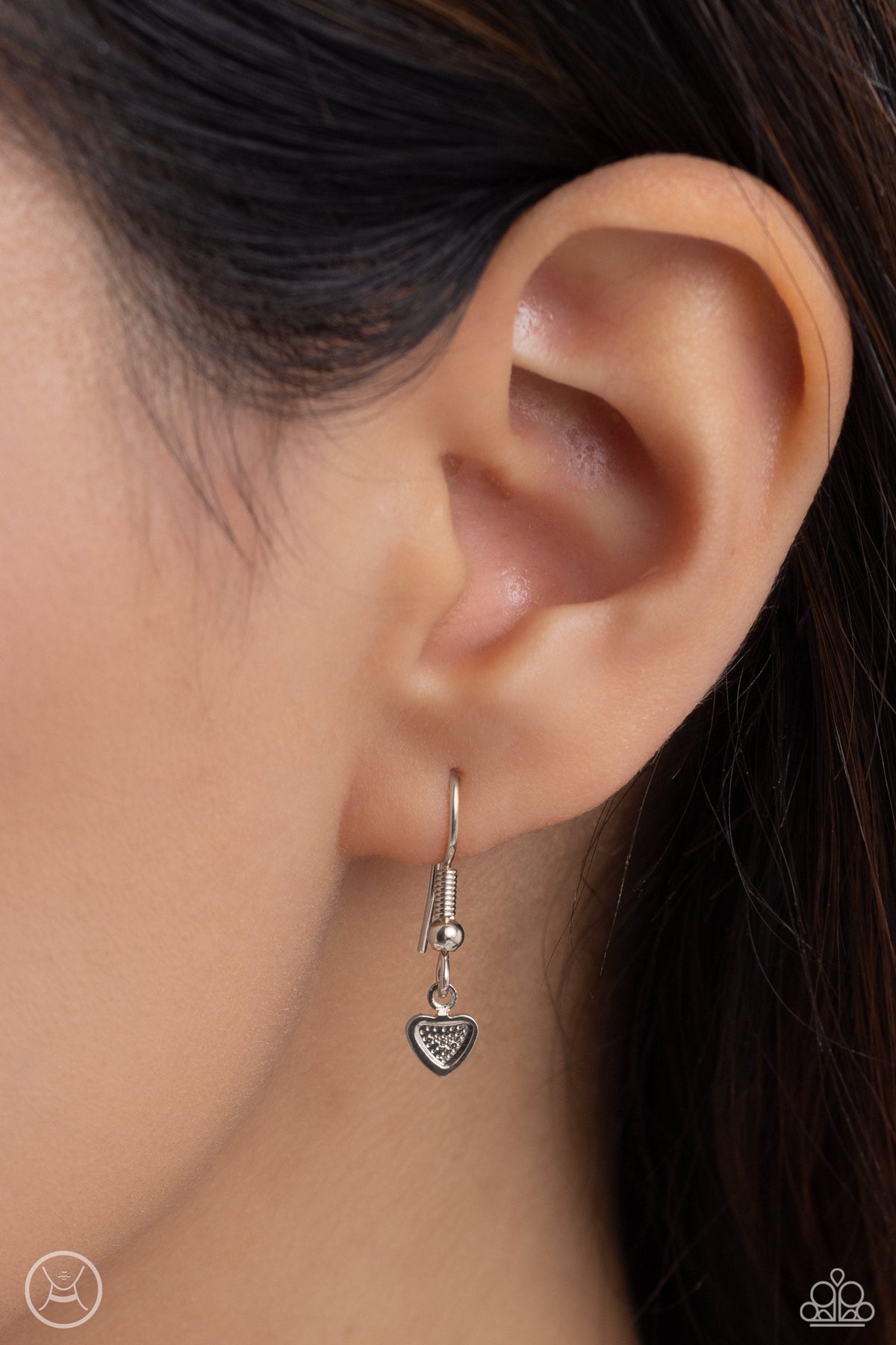 Cupid Catwalk Silver Heart Choker Necklace - Paparazzi Accessories - free matching earrings -CarasShop.com - Paparazzi Jewelry by Cara Jewels