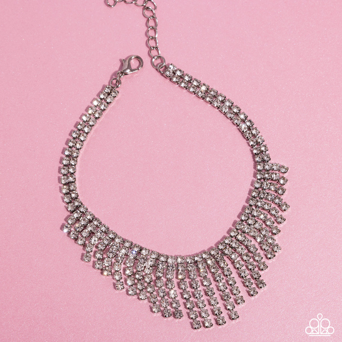 Curtain Confidence White Rhinestone Anklet - Paparazzi Accessories