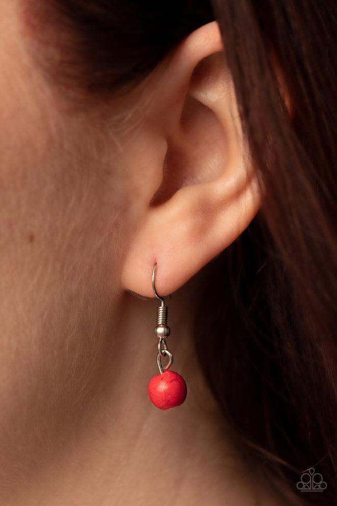 Daisy Dotted Deserts Red Necklace - Paparazzi Accessories - free matching earrings -CarasShop.com - Paparazzi Jewelry by Cara Jewels