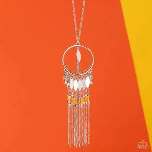Dancing Dreamcatcher Orange Necklace - Paparazzi Accessories - CarasShop.com - Paparazzi Jewelry by Cara Jewels