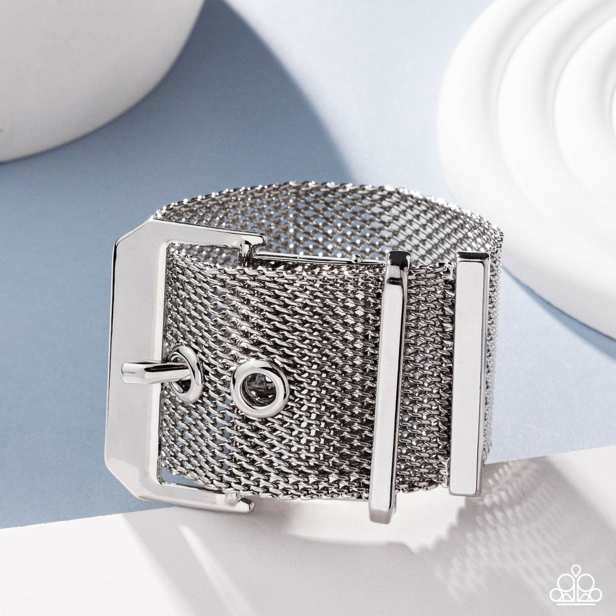 Defiant Display Silver Buckle Bracelet - Paparazzi Accessories