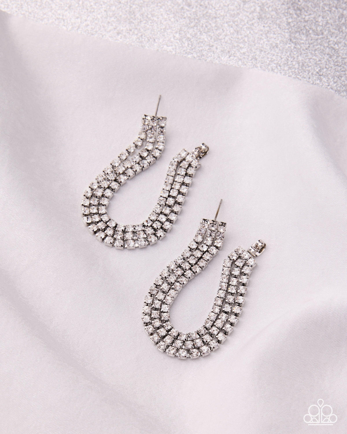 Delicate Daydream White Rhinestone Earrings - Paparazzi Accessories