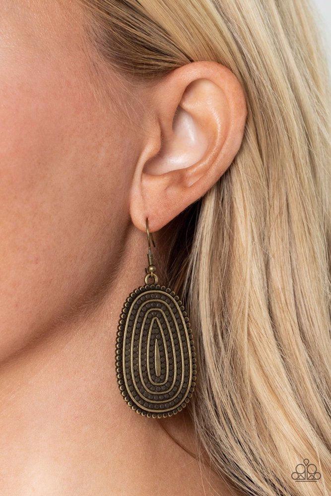 Desert Climate Brass Earrings - Paparazzi Accessories