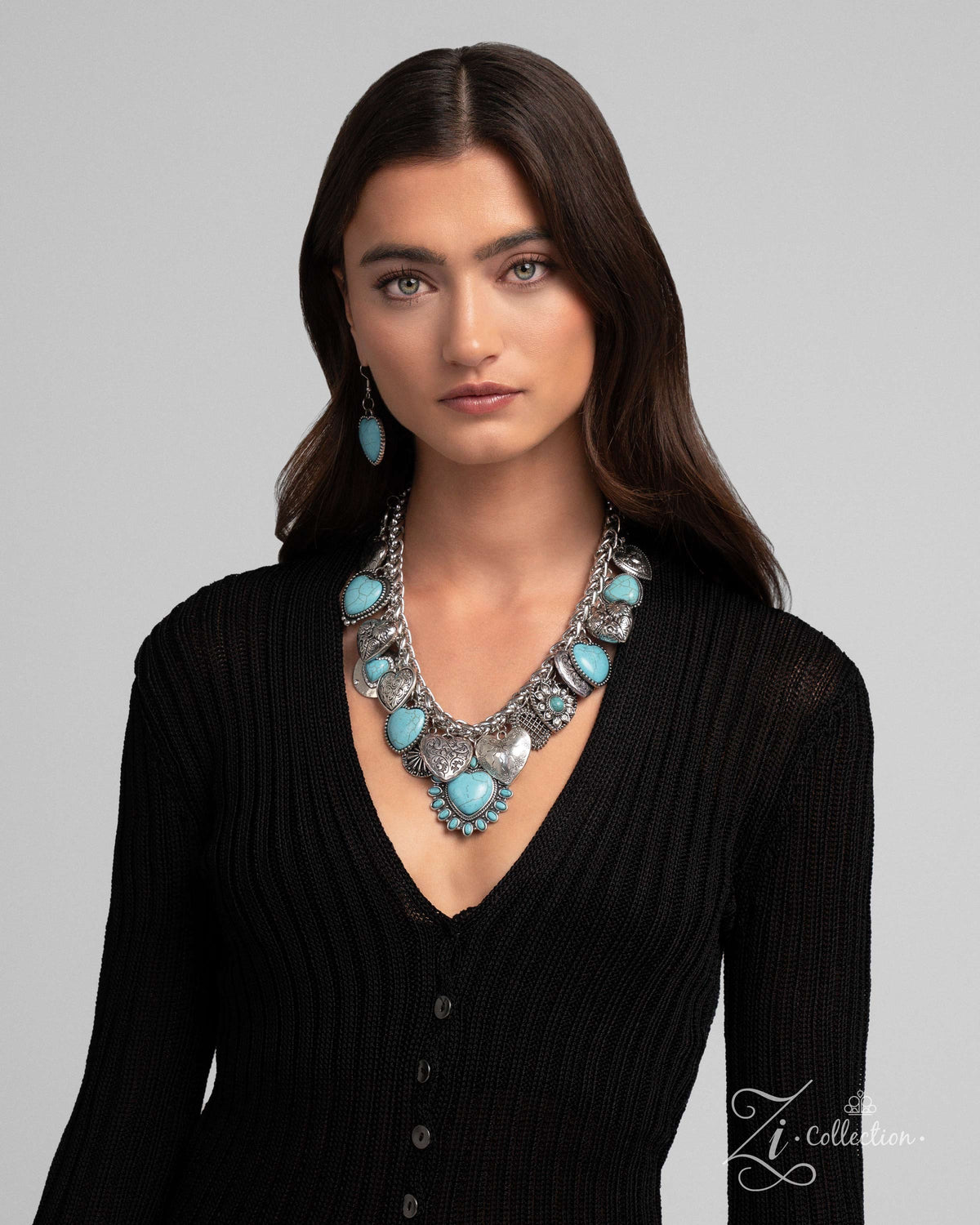 Devoted 2024 Zi Collection Necklace - Paparazzi Accessories stylized on model wearing black - CarasShop.com - Paparazzi Jewelry by Cara Jewels