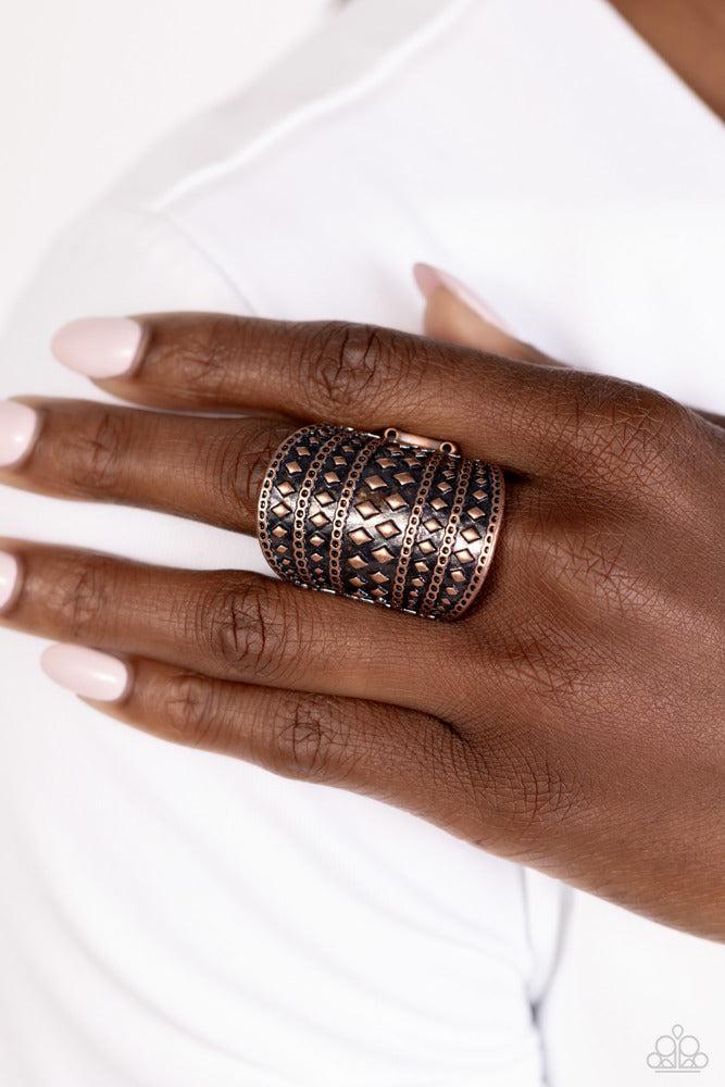 Diamondback Bravado Copper Ring - Paparazzi Accessories