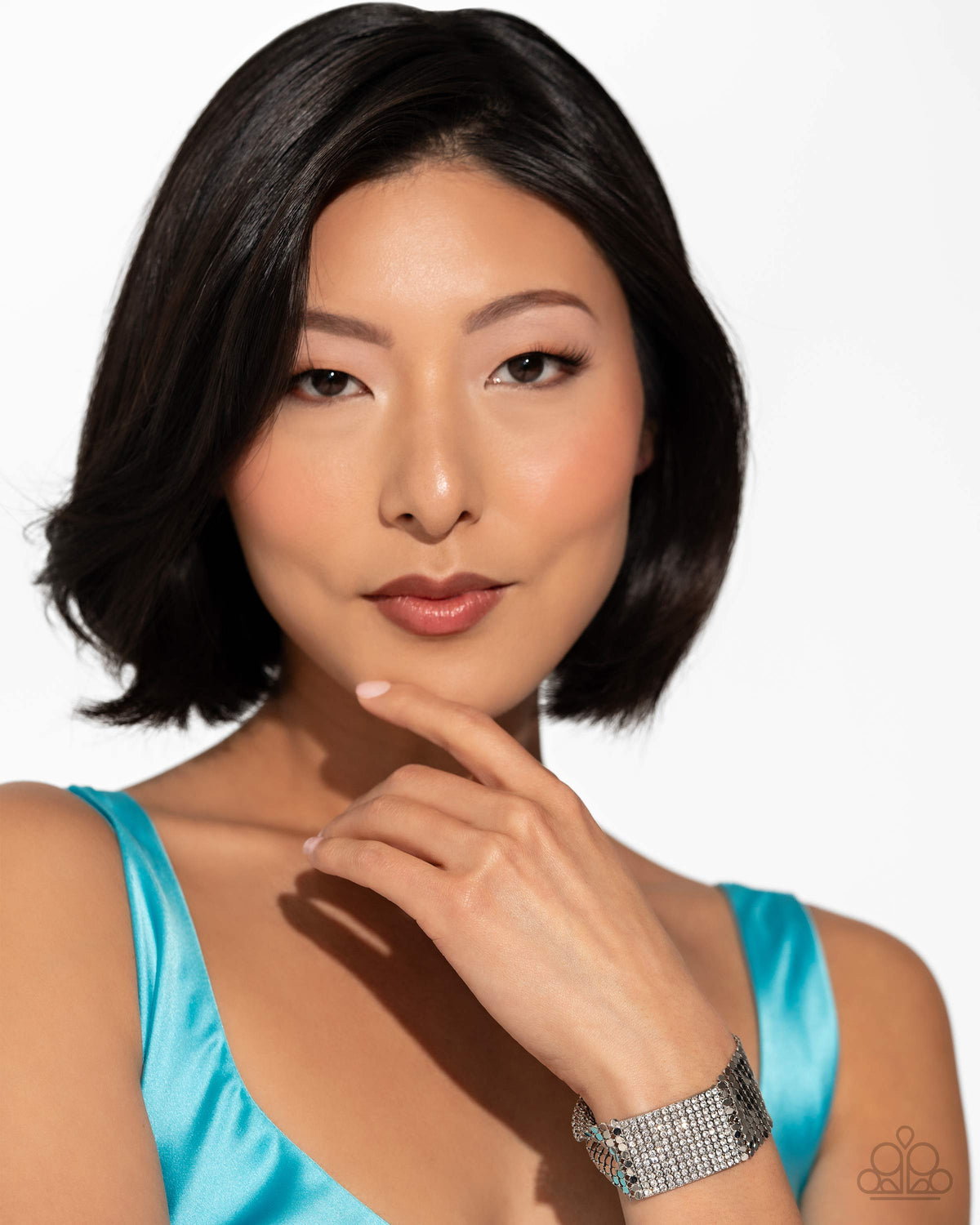 Disco Dame White Rhinestone & Silver Bracelet - Paparazzi Accessories