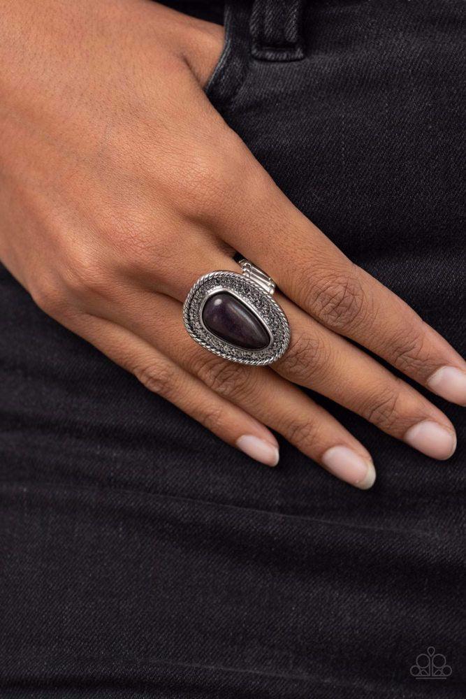 Downtown Desertscape Black Ring - Paparazzi Accessories