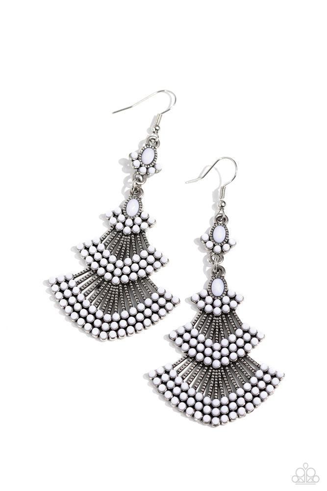 Eastern Expression White Earrings - Paparazzi Accessories