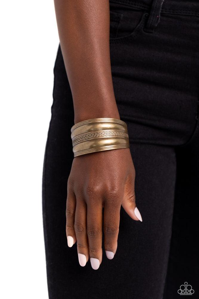Egyptian Essence Brass Cuff Bracelet - Paparazzi Accessories