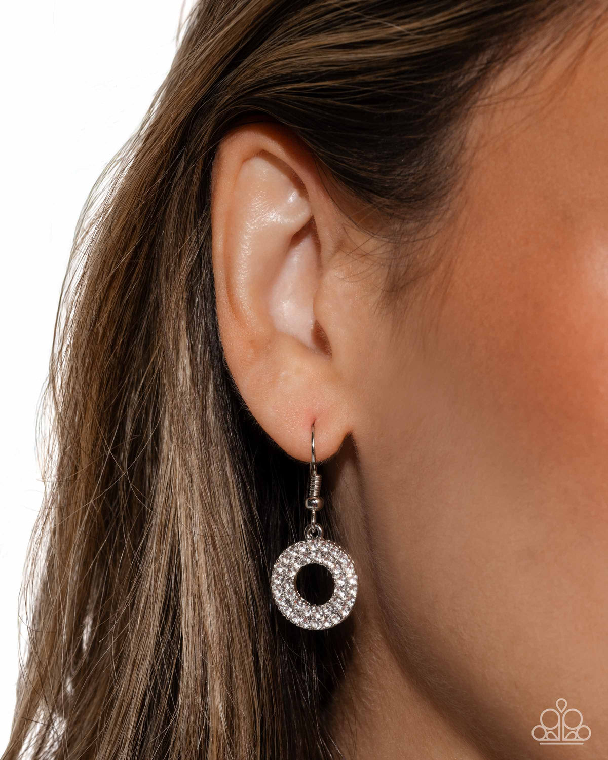 Elegant Embrace White Rhinestone Choker Necklace - Paparazzi Accessories - free matching earrings -CarasShop.com - Paparazzi Jewelry by Cara Jewels