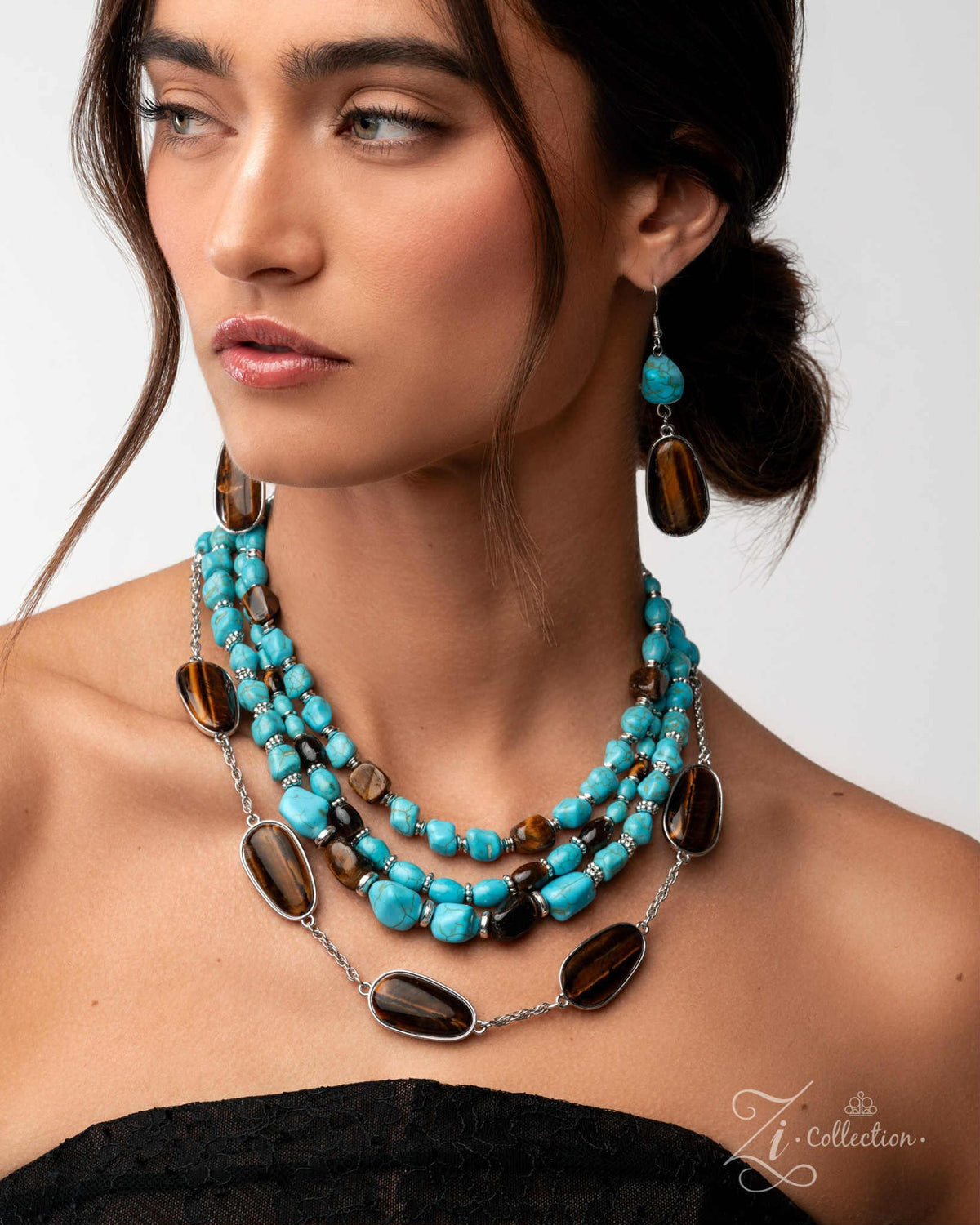 Elemental 2025 Zi Collection Necklace - Paparazzi Accessories stylized on model wearing black - CarasShop.com - Paparazzi Jewelry by Cara Jewels