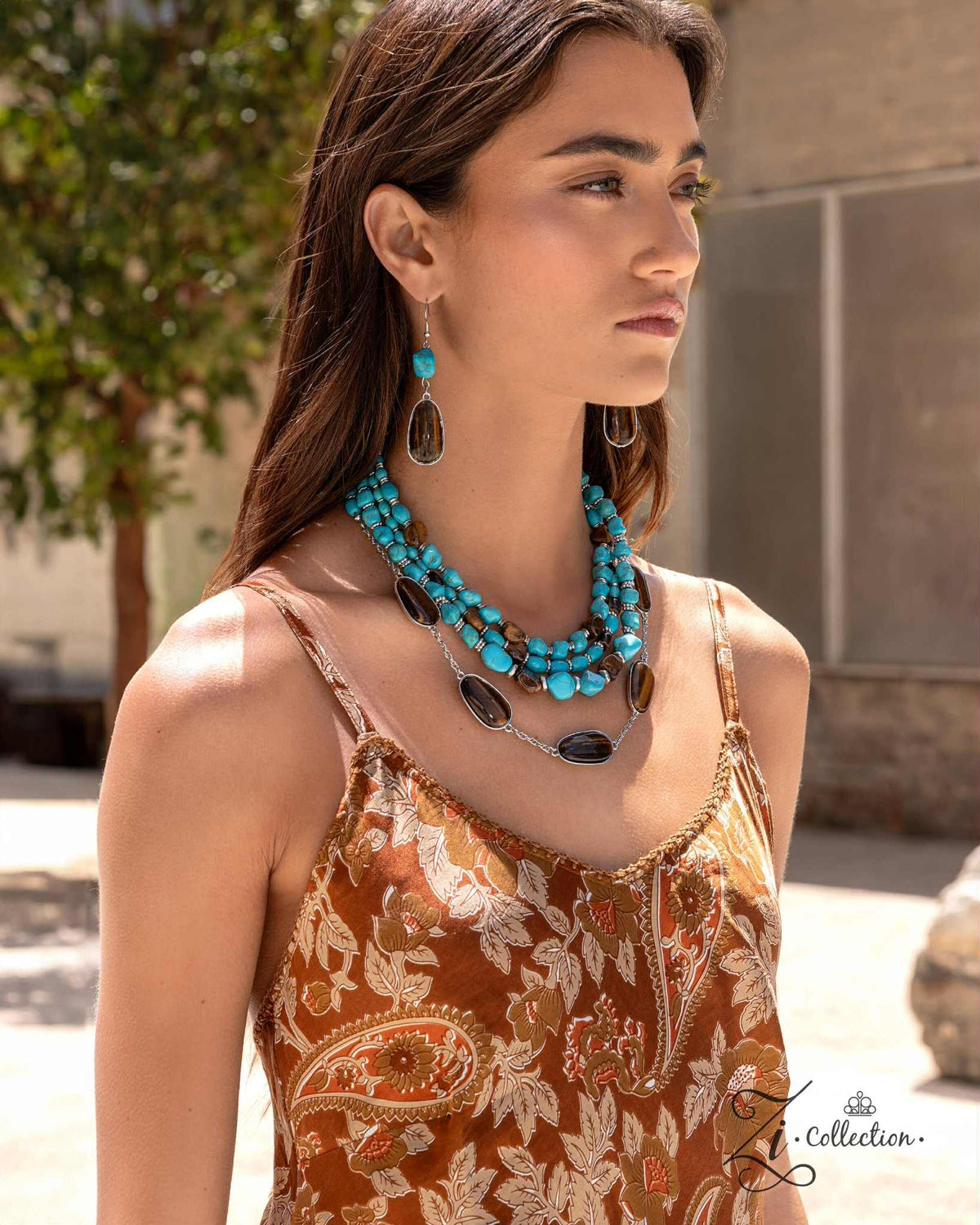 Elemental 2025 Zi Collection Necklace - Paparazzi Accessories stylized on model in casual dress - CarasShop.com - Paparazzi Jewelry by Cara Jewels