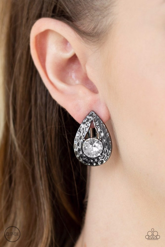 Elite Edge Black Clip-on Earrings - Paparazzi Accessories