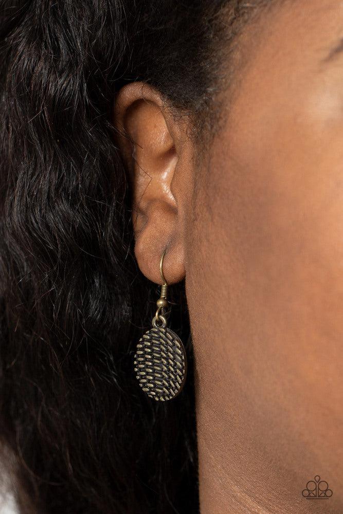 Empress Empire Brass Necklace - Paparazzi Accessories - free matching earrings -CarasShop.com - Paparazzi Jewelry by Cara Jewels
