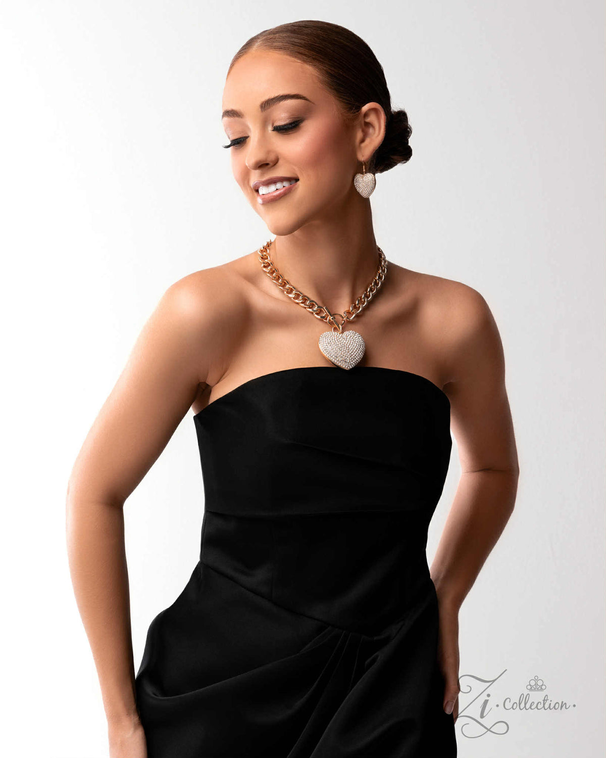 Enamored 2025 Zi Collection Necklace - Paparazzi Accessories stylized on model wearing black - CarasShop.com - Paparazzi Jewelry by Cara Jewels