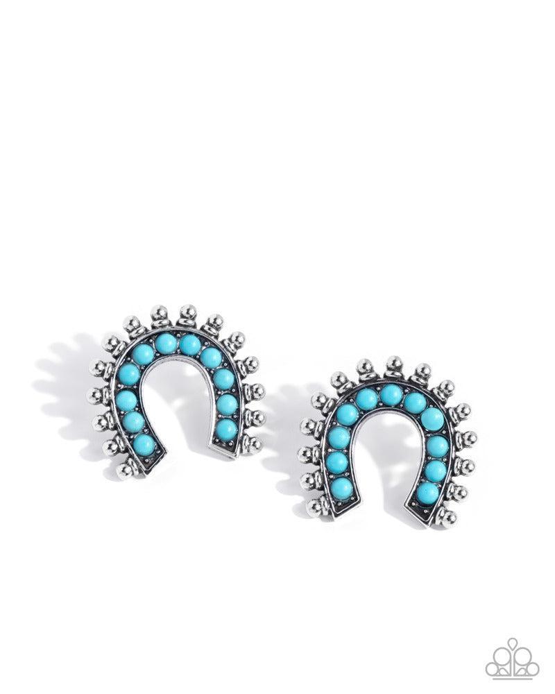 Equestrian Embellishment Blue Earrings - Paparazzi Accessories