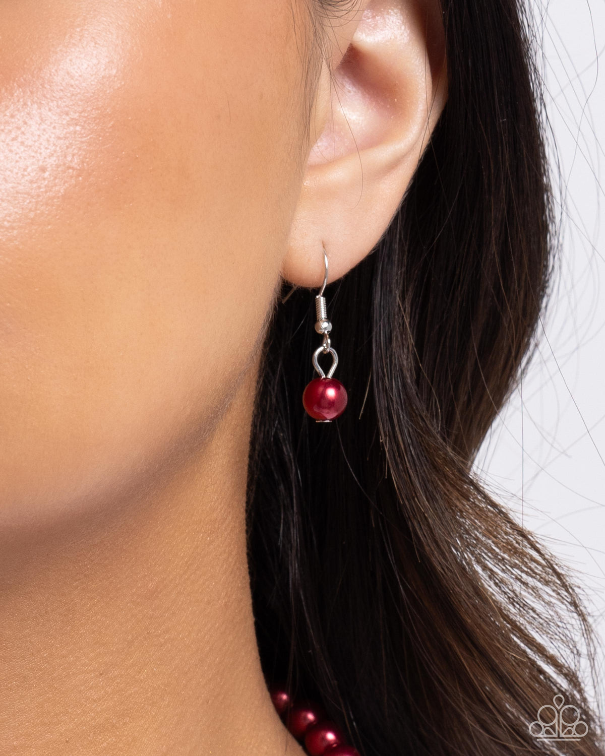 Eternal Elegance Red Pearl Necklace - Paparazzi Accessories - free matching earrings -CarasShop.com - Paparazzi Jewelry by Cara Jewels