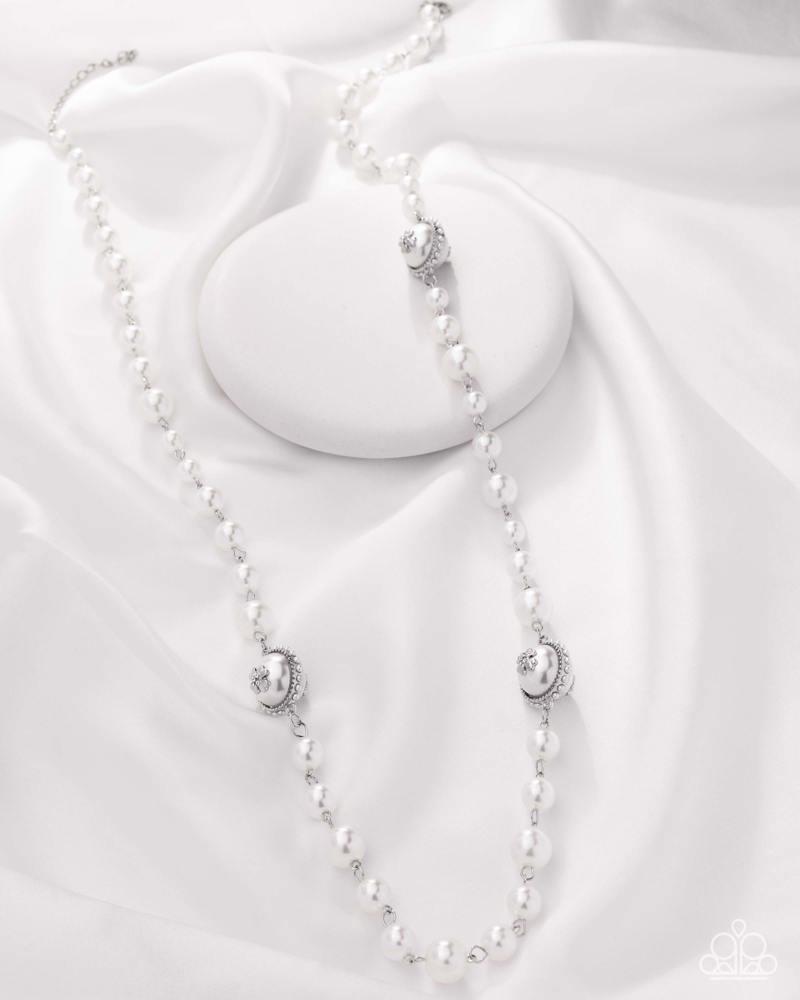 Eternal Ease White Pearl Necklace - Paparazzi Accessories