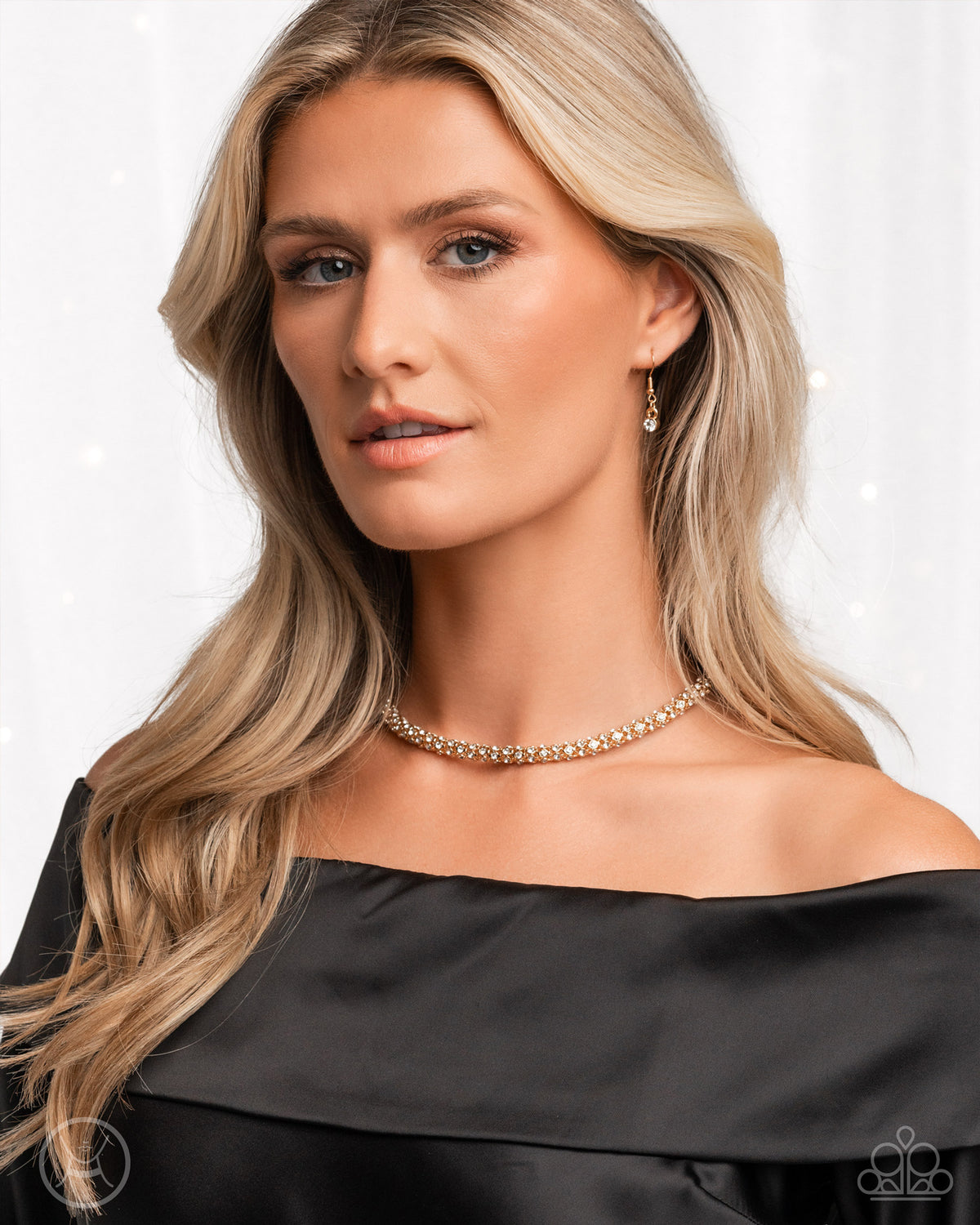 Eternal Effulgence Gold & White Rhinestone Choker Necklace - Paparazzi Accessories