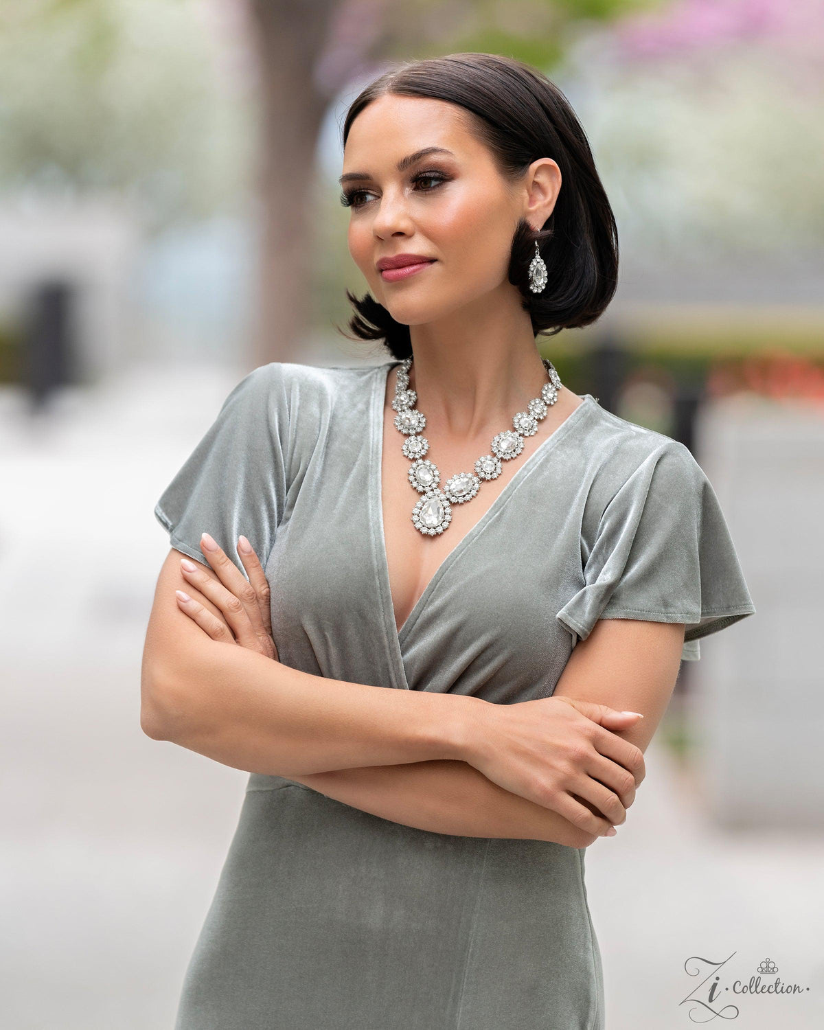 Everlasting 2023 Zi Collection Necklace - Paparazzi Accessories stylized on model in casual dress - CarasShop.com - Paparazzi Jewelry by Cara Jewels