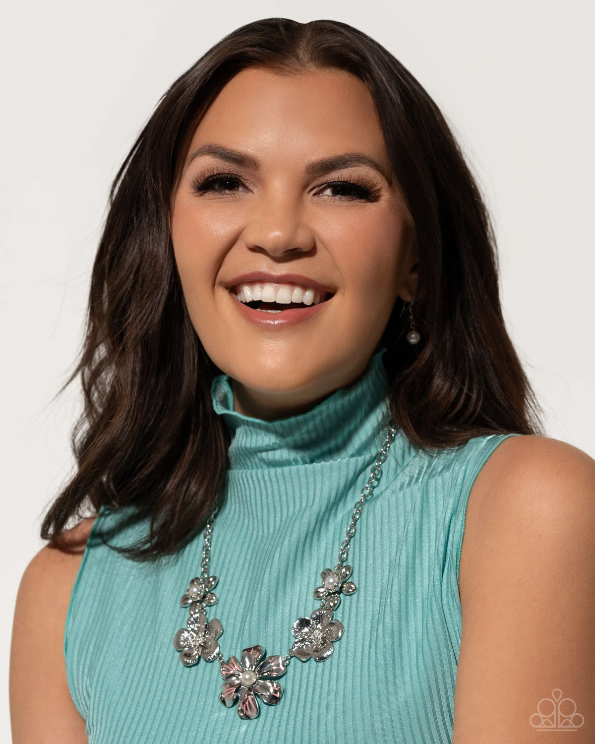 FLOWER Move Orange & Silver Flower Necklace - Paparazzi Accessories