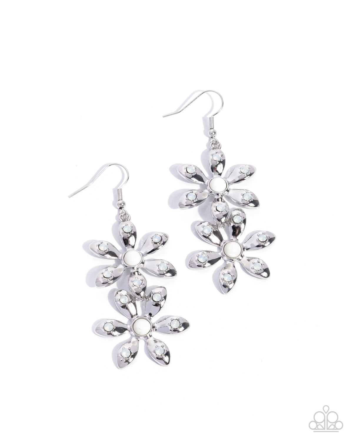 Fabulous Florals White Earrings - Paparazzi Accessories