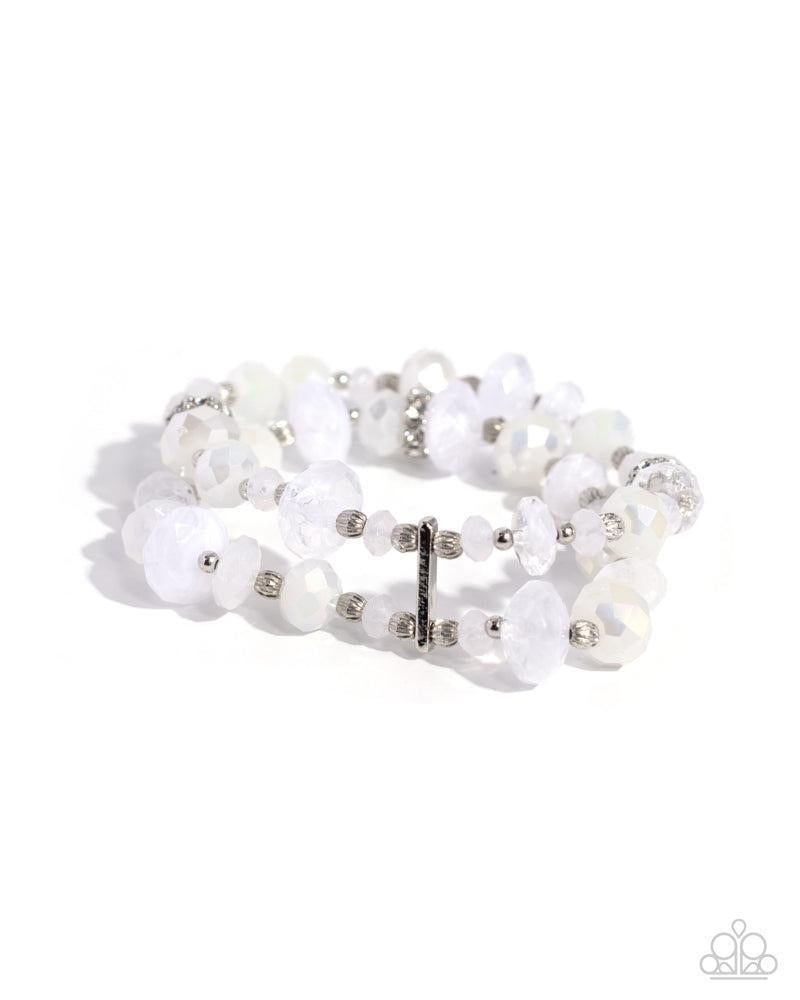 Faceted Fairy Tale White Bracelet - Paparazzi Accessories