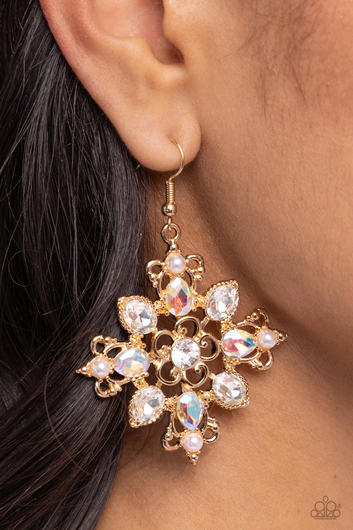 Fancy-Free Florals Gold Earrings - Paparazzi Accessories