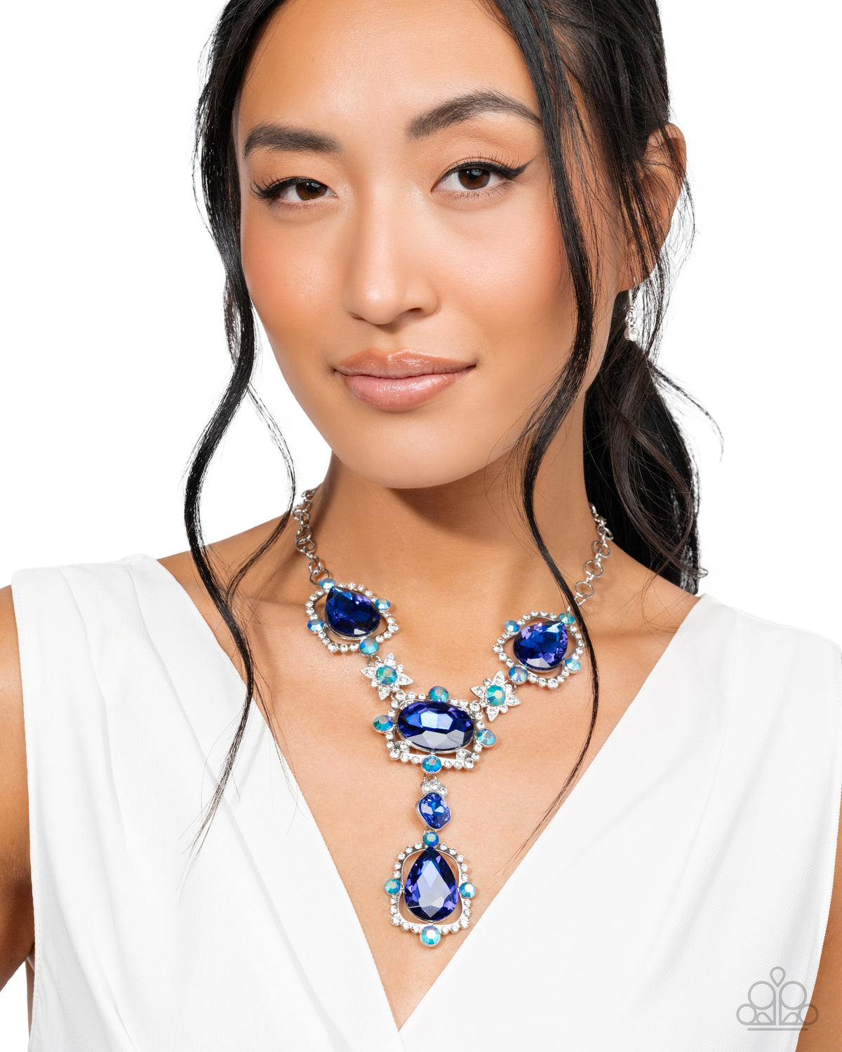 Fancy Formula Blue Gem Necklace - Paparazzi Accessories