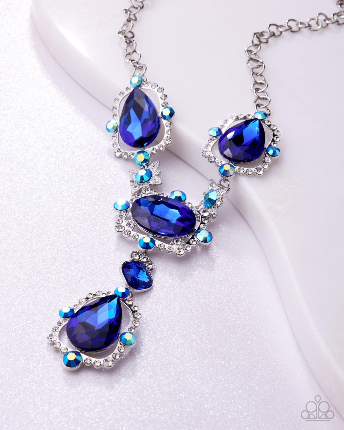 Fancy Formula Blue Gem Necklace - Paparazzi Accessories