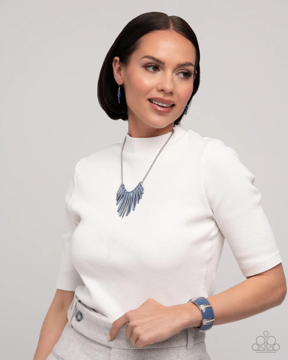 Fashionable Fringe Blue Necklace - Paparazzi Accessories