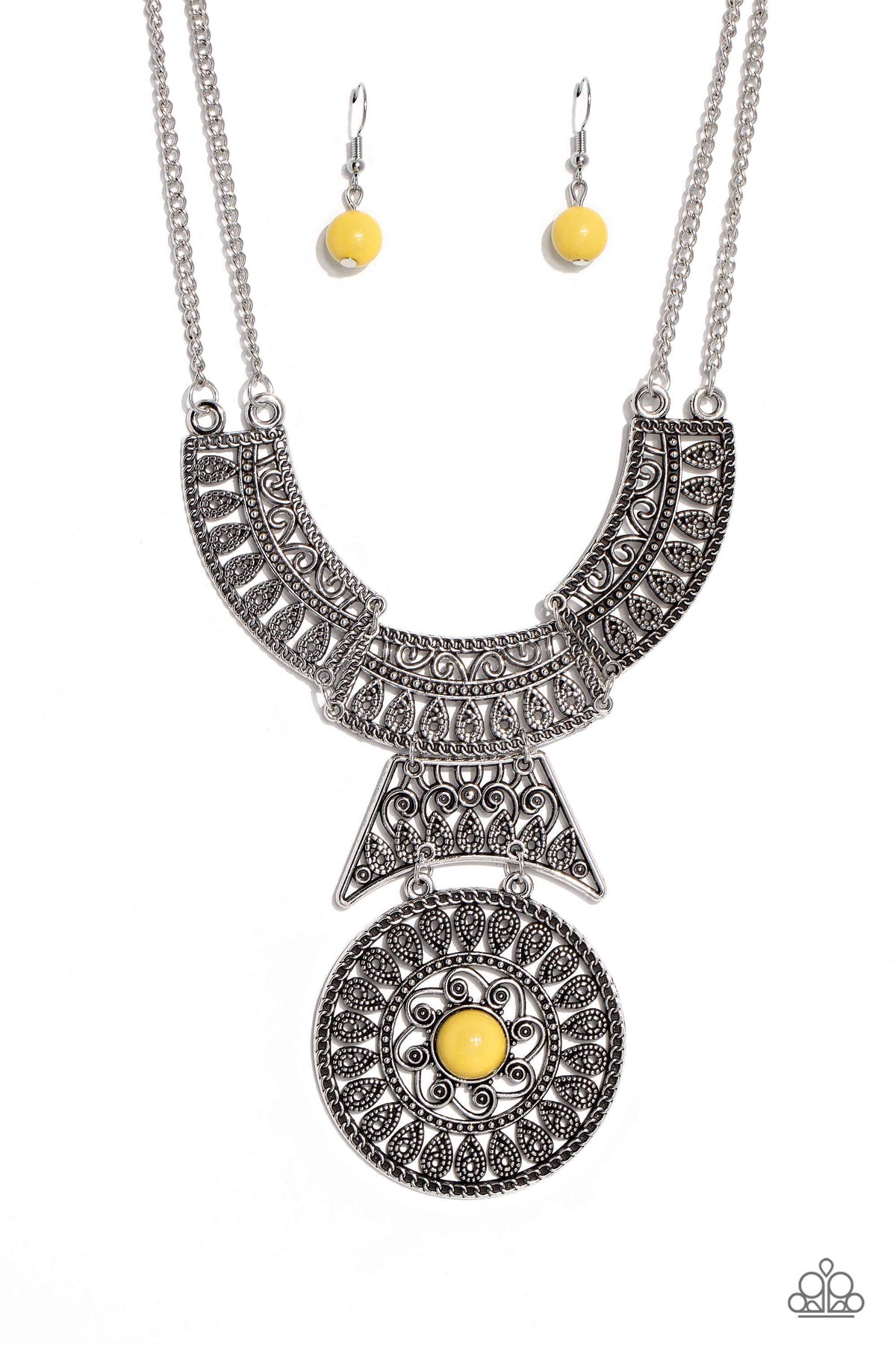 Fetching Filigree Yellow Necklace - Paparazzi Accessories