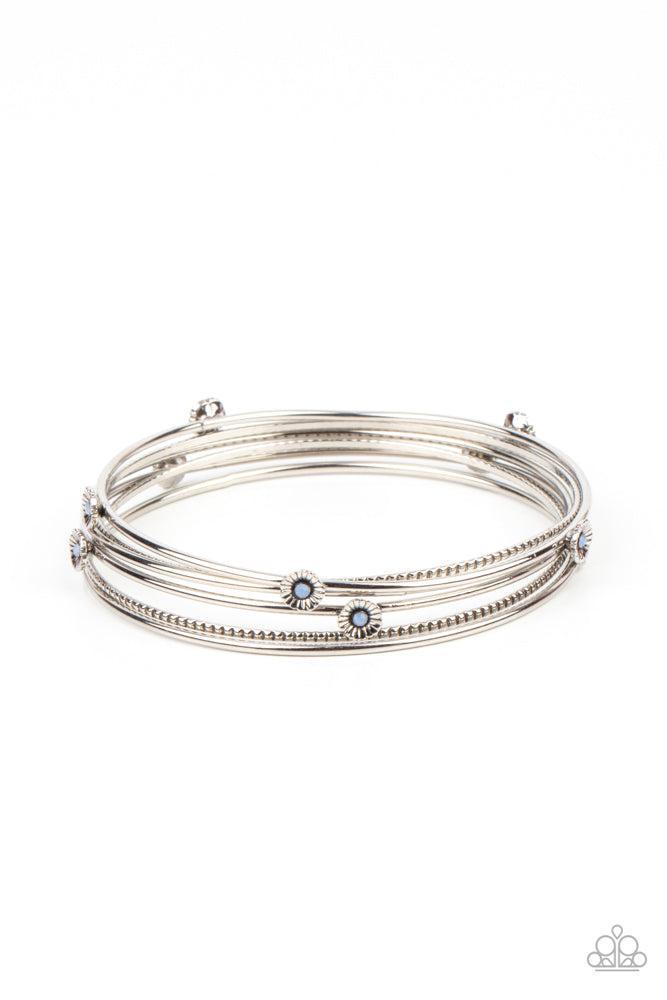 Flawlessly Floral  Blue Bracelet - Paparazzi Accessories