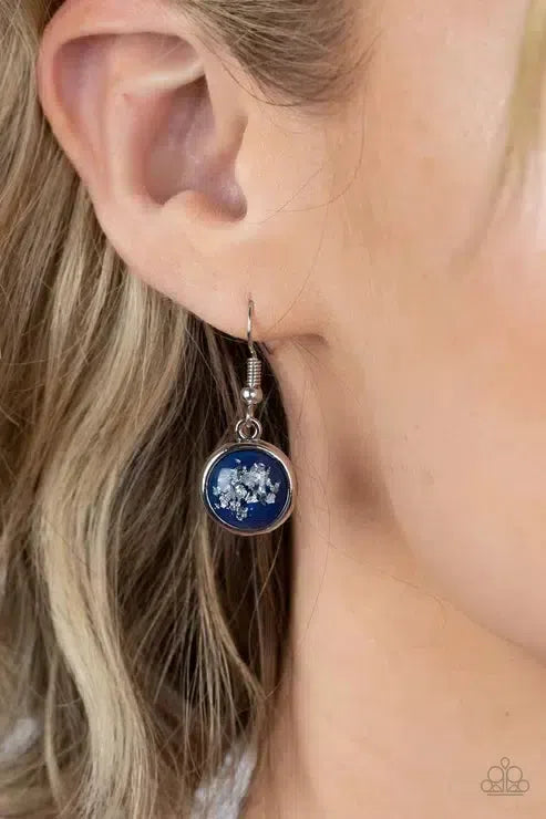Fleek and Flecked Blue Necklace - Paparazzi Accessories - free matching earrings -CarasShop.com - Paparazzi Jewelry by Cara Jewels